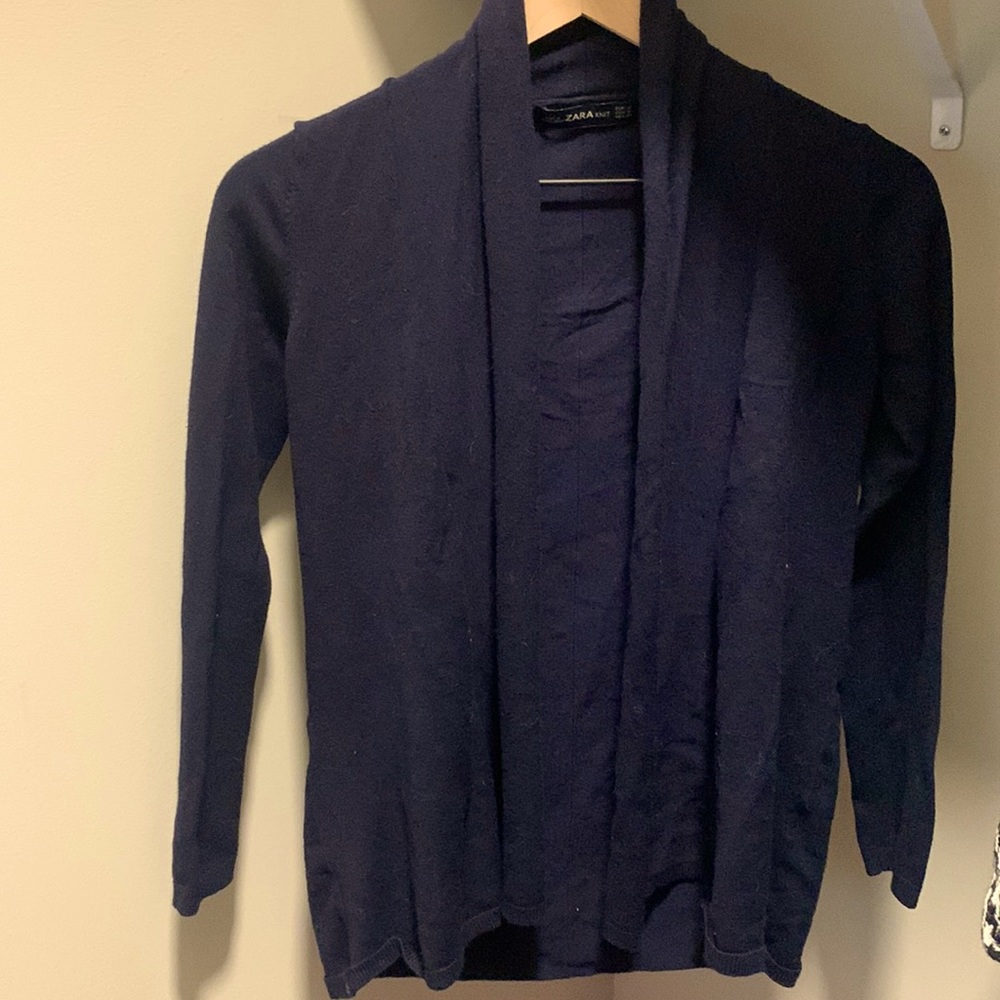 Navy blue knit cardigan